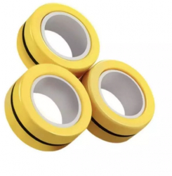 Set jucarie antistres SIKS® 3 inele magnetice cu actiune calmanta elimina stresul potrivit pentru copii si adulti galben 