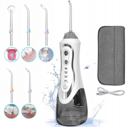 Irigator Oral Profesional pentru Dus Bucal fara fir portabil Protectie supraincalzire Rezervor 300 ml Culoare Alb cu gentuta depozitar 