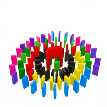 Domino din lemn colorat 100 pcs/cutie 