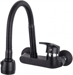 Baterie bucatarie prindere pe perete pipa flexibila perlator doua functii granit negru TRENDY and rsquo S 