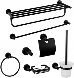 Set sapte piese accesorii de baie TRENDY and rsquo S negru mat 