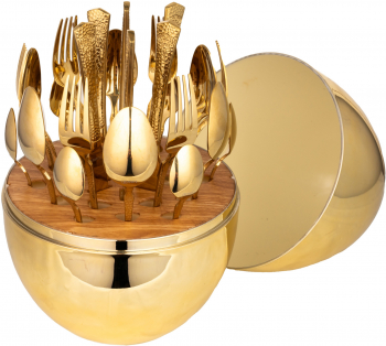 Set tacamuri din inox 24 de piese cu suport tip-ou RAWI-25EG-G 