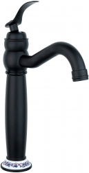 Baterie lavoar TRENDY and rsquo S montare pe blat negru mat cu broderie ceramica 