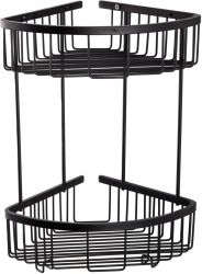 Etajera baie dubla TRENDY and rsquo S montare pe colt negru mat 