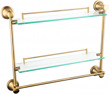 Etajera baie TRENDY and rsquo S dubla montare pe perete bronz antichizat 50x46 cm 