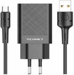 Kit incarcator Fast Charge Techancy 2.4 A 2 porturi usb cablu de incarcare tip Micro inclus 