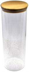 Recipient din sticla borosilicata Pufo Taste pentru zahar cafea ceai sau condimente cu capac ermetic din bambus 1.9 L 