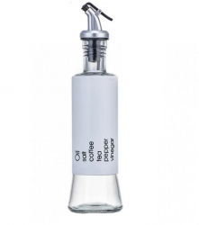Recipient Pufo Savor din sticla pentru ulei si otet 300 ml alb 