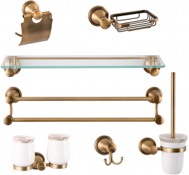 Set accesorii baie TRENDY and rsquo S sapte piese bronz antichizat 