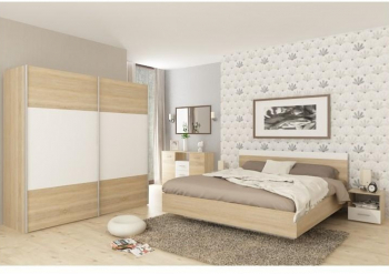 Set complet dormitor pat 160x200 cm stejar sonoma alb GABRIELA NEW 