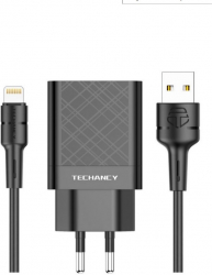 Set Incarcator Fast Charge 2.4 A Techancy 2 porturi USB cablu de date 1m Usb tip Lightning pentru iPhone