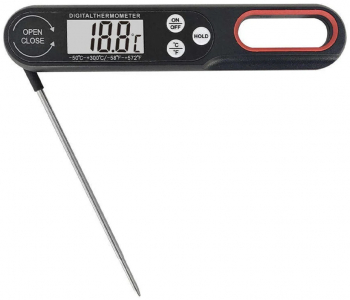 Termometru digital cu sonda Pufo Display mare usor de citit -50° C +300° C Oprire automata Model pliabil Negru 