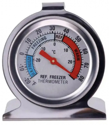 Termometru metalic Pufo pentru frigider congelator sau camere frigorifice interval -20° C / + 80° C 