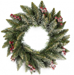 Coronita de Craciun pentru Usa din Crengute de Brad Artificial Verde Ninsa cu Zapada si Fructe Holly Diametru 40cm