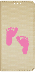 Husa Magnet Book Compatibila Cu Motorola Moto E22 / E22i Girl Feet Print Inchidere Magnetica Gold FLG 961 