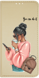 Husa Magnet Book Compatibila Cu Motorola Moto E22 / E22i Shopping Girl Inchidere Magnetica Gold FLG 962 