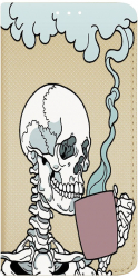 Husa Magnet Book Compatibila Cu Motorola Moto E22 / E22i Skull Inchidere Magnetica Gold FLG 252 