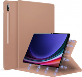 Husa Magnetica pentru Samsung Galaxy Tab S9 Plus FE 12.4 Inch 2023 Smart Cover cu Stand si suport S-Pen - Rose Gold 