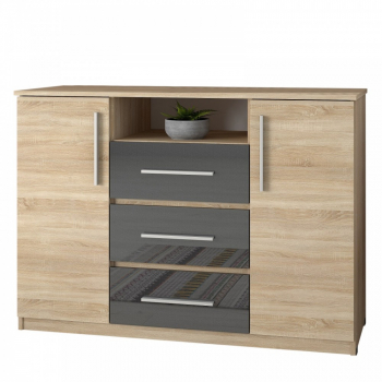 Comoda Maya 120x45x86cm sonoma/acril antracit 