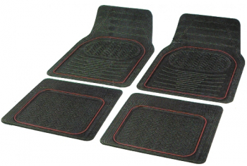 Covorase auto din cauciuc Carpoint universale cu dunga rosie 4 buc. 
