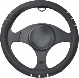 Husa volan negru cu crom material cauciucat diametru 37-39 cm 