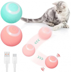 Minge interactiva pentru pisici cu senzor atingere si incarcare USB C - cablu inclus - Jucarie pentru pisici - Culoare albastra