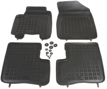 Set covorase auto din cauciuc YARIS XP10 04.1999-12.2005 5 usi presuri tip tavita marca Rezaw Plast negru cu decupaj pentru stingator 