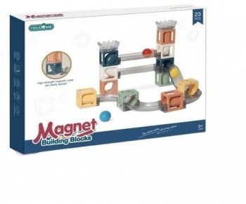 Set Piese Magnetice De Constructie Cu Tobogane Si Bile 