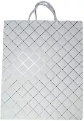 Punga pentru cadouri din hartie groasa cu manere din snur 32 x 26 x 10 cm Midex PN060323-2 Alb 