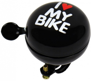 Claxon bicicleta I Love My Bike negru 80mm sonerie bicicleta 