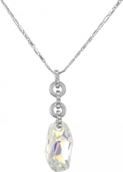 Colier cristal Swarovski asimetric si strasuri placat cu aur alb CLC-110 40 + 3 cm Argintiu 