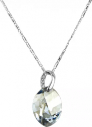 Colier cristal Swarovski si strasuri placat cu aur alb CLC-120 40 + 5 cm Argintiu/Bleu 