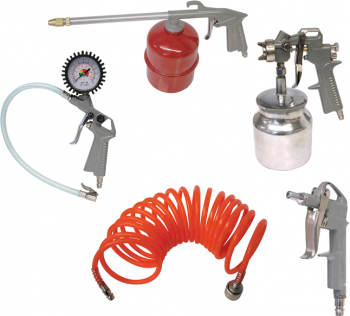 Kit compresor aer Carpoint 5 piese Furtun presiune 4m si pistol umflat lichid vopsitorie si suflat aer 