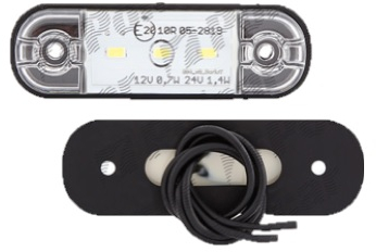 Lampa auto interior RapidAuto 99OW029 12/24V oval montare surub cu spatiu 61mm 3xLED transparent Latime 84 mm Inaltime 24 mm 