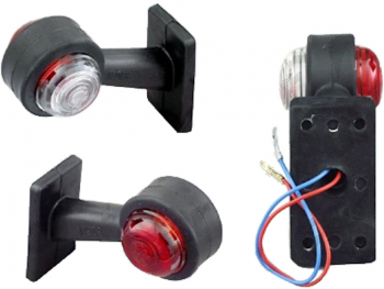 Lampa gabarit auto BestAutoVest 12V/ 24V cu cot de 45 grade lungime brat 160mm Stanga/ Dreapta Rosu Alb 