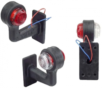 Lampa gabarit auto BestAutoVest 12V/ 24V cu cot de 90 grade lungime brat 100mm Stanga/ Dreapta Rosu Alb