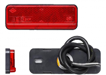 Lampa pozitie gabarit 12/24V cu element reflectorizant cu cablu dreptunghiular fixare cu holsurub LED rosu latime 102 mm 