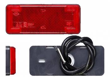 Lampa pozitie gabarit 12/24V cu element reflectorizant cu cablu dreptunghiular fixare cu holsurub LED rosu Latime 113 mm 