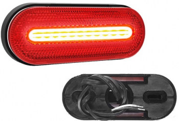 Lampa pozitie gabarit 12/24V lungime cablu 0 5m cu element reflectorizant cu cablu oval fixare cu holsurub LED rosu Latime 126 