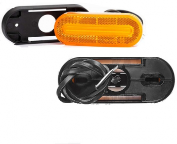 Lampa pozitie gabarit 12/24V lungime cablu 0 5m cu element reflectorizant cu cablu oval fixare cu holsurub LED galben Latime 126 