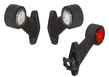 Lampa pozitie gabarit si semnalizare 12/24V cu cablu cu suport LED carcasa neagra rosu-alb 