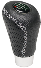 Ornament schimbator de viteze RaceSport negru imitatie piele cusatura alba 