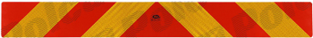 Placa reflectorizanta camioane 1130x140mm din aluminiu galben reflectorizant rosu reflectorizant model hasurat 1 buc 