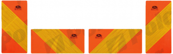 Placa reflectorizanta camioane 282x140mm din aluminiu galben reflectorizant rosu fluorescent set 4 buc. 