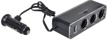 Priza auto multipla Automax cu 3 iesiri 12/24V 5A si 1 pt. USB 5V 500mA cu cablu de 65cm 