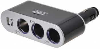 Priza auto multipla Automax cu 3 iesiri 12/24V 5A si 1 pt. USB 5V 500mA fara cablu 