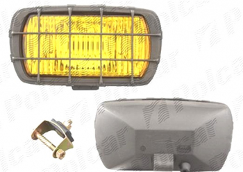 Proiector auto Wesem 12/24V rectangular bec H3 partea stanga/dreapta 195x96x83mm sticla galbena carcasa neagra cu lumina de ceata 1 buc 