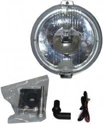 Proiector auto Wesem 12V bec H3 si led rotund 183x97mm rotund sticla alba carcasa cromata cu lumina de drum 1 buc. 