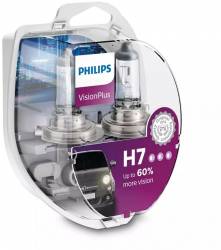Set 2 becuri auto cu halogen pentru far Philips Vision Plus +60 H7 12V 55W 12972VPS2 