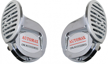 Set 2 claxoane auto Automax 12V cromate cu tonuri inalte si joase 